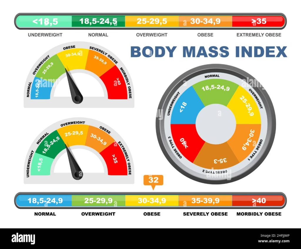 bmi chart scale vector illustration body mass index meter weight control measurement tool 2hfjjmp